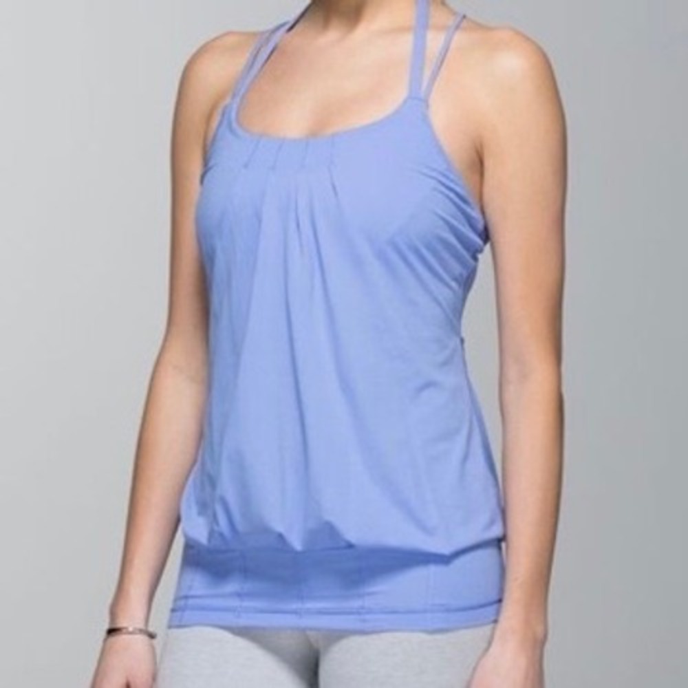 Lululemon Flow and Go Tank Top Periwinkle Blue Strappy Back Yoga Size 10